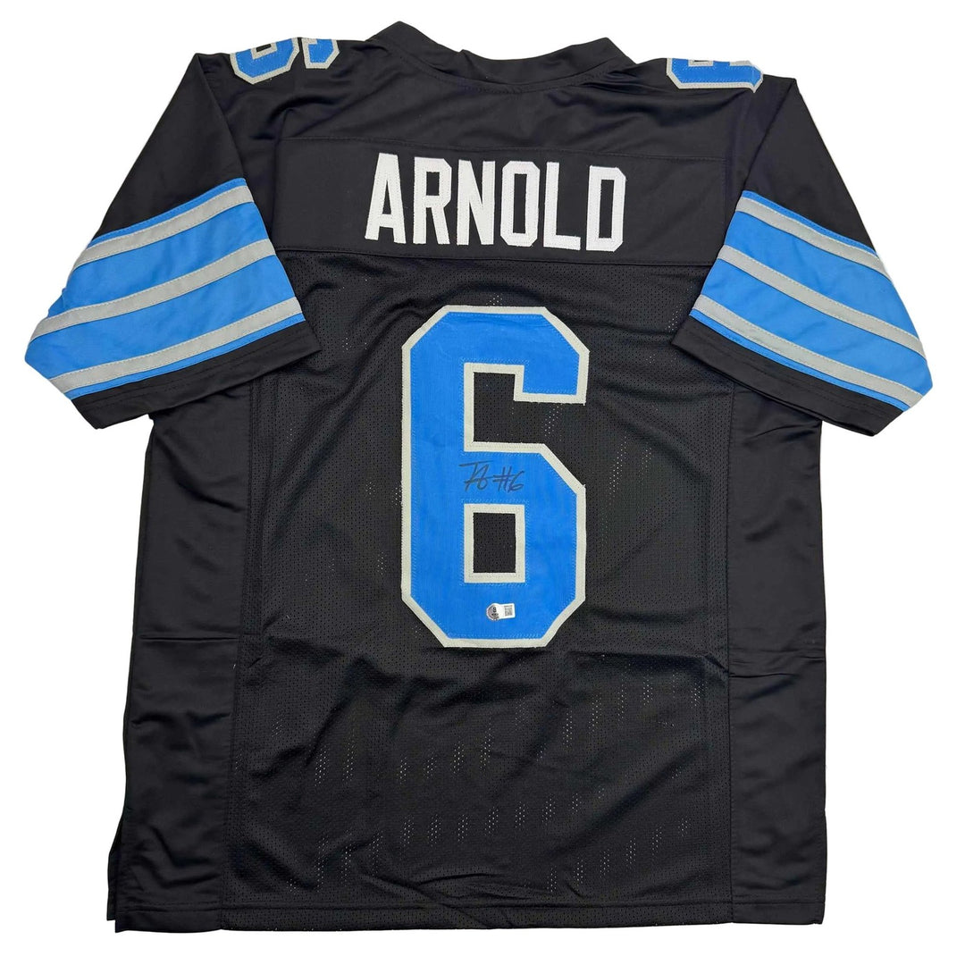 Autographed/Signed Terrion Arnold Detroit Black Jersey Beckett BAS COA