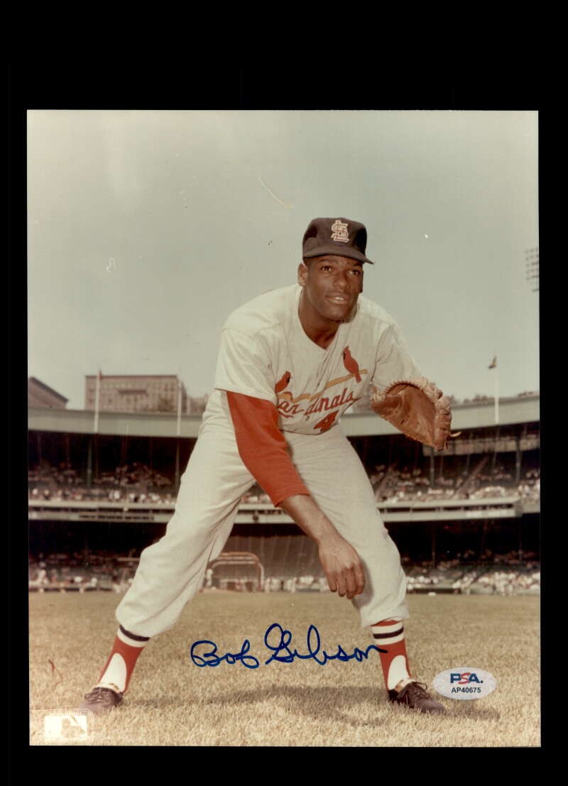 Bob Gibson PSA DNA Signed 8x10 Photo Autograph Cardinals