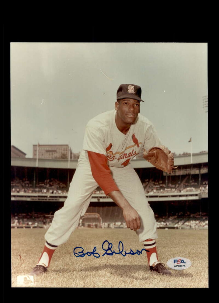 Bob Gibson PSA DNA Signed 8x10 Photo Autograph Cardinals