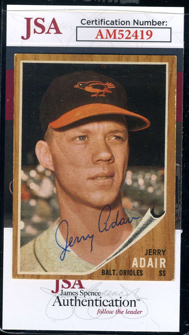 Jerry Adair JSA Coa Signed 1962 Topps Autograph