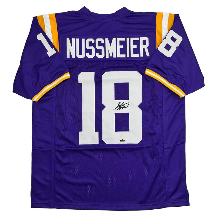 Facsimile Autographed Garrett Nussmeier LSU Purple Reprint Jersey Size Men's XL
