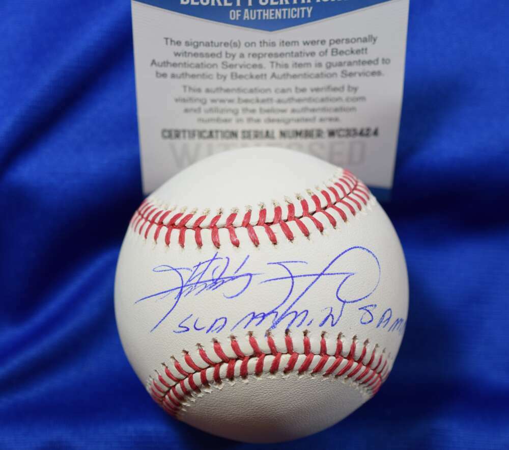 Slammin Sammy Sosa BAS BECKETT Coa Autograph Major League OML Signed Baseball