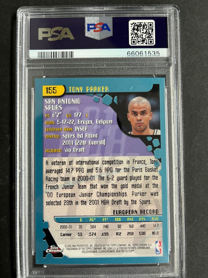 2001 Topps Chrome #155 Tony Parker Signed Card PSA Slabbed Autographed RC Spurs