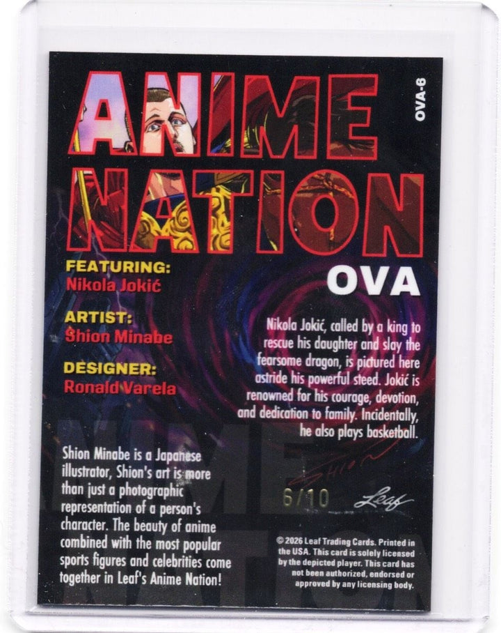 2026 Leaf Nikola Jokic #OVA6 Anime Nation Denver Nuggets Basketball Card