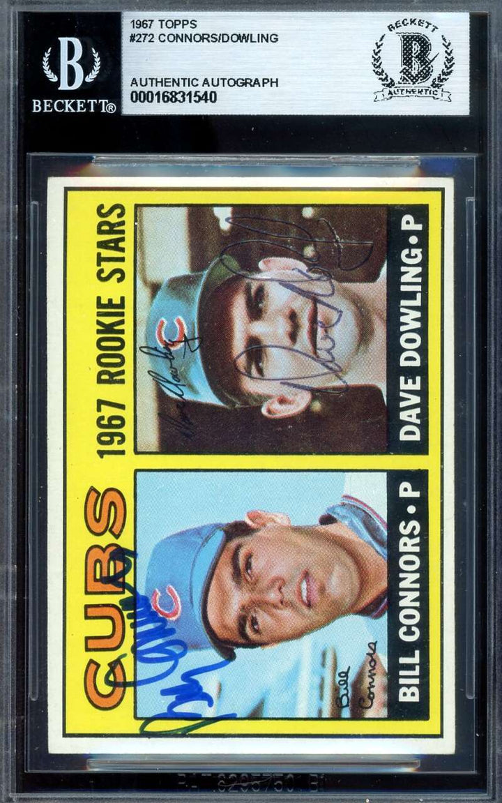 Bill Connors Dave Dowling Beckett BAS Signed 1967 Topps Rookie Stars Autograph