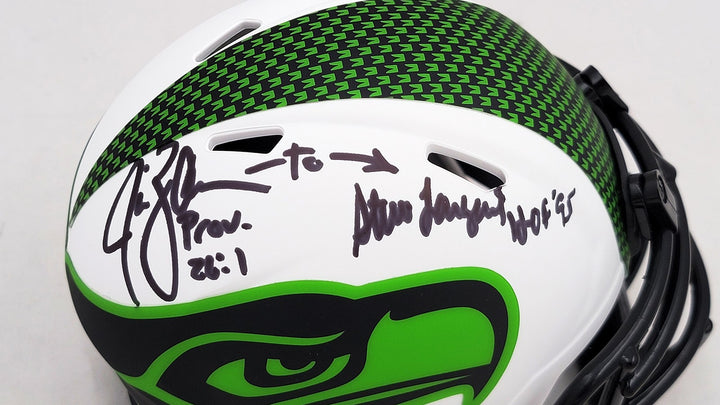 Steve Largent & Jim Zorn Auto Seahawks Lunar Eclipse White Speed Mini Helmet MCS