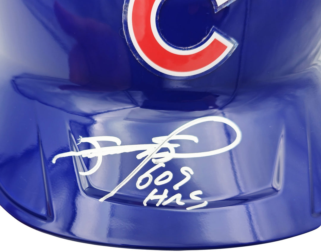 Sammy Sosa Auto Cubs Blue Full Size Mach Pro Replica Helmet "609 HR" Beckett Wit