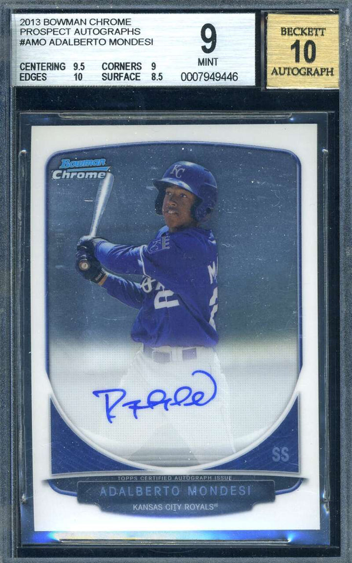 Adalberto Mondesi Gem Mint 10 Beckett Signed 2013 Bowman Chrome Prospect Rookie