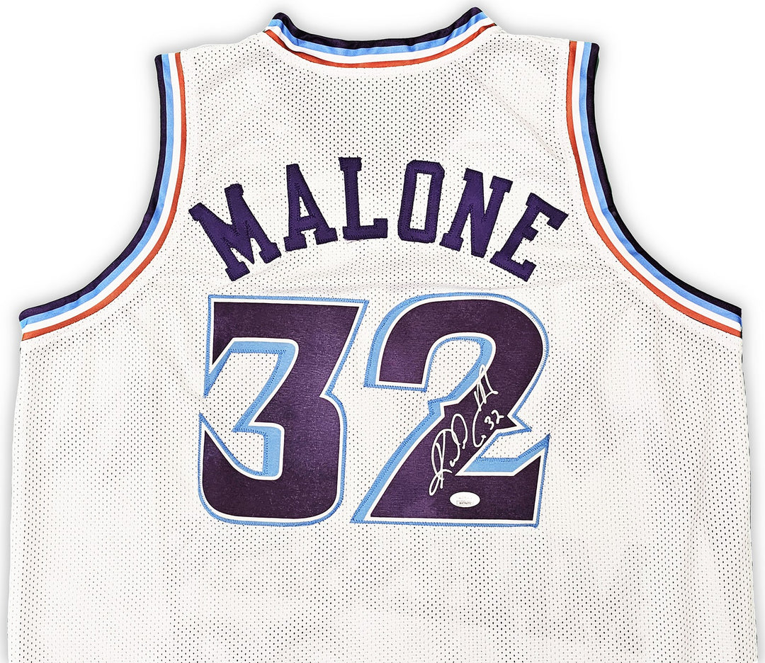 Utah Jazz Karl Malone Autographed Signed White Jersey JSA