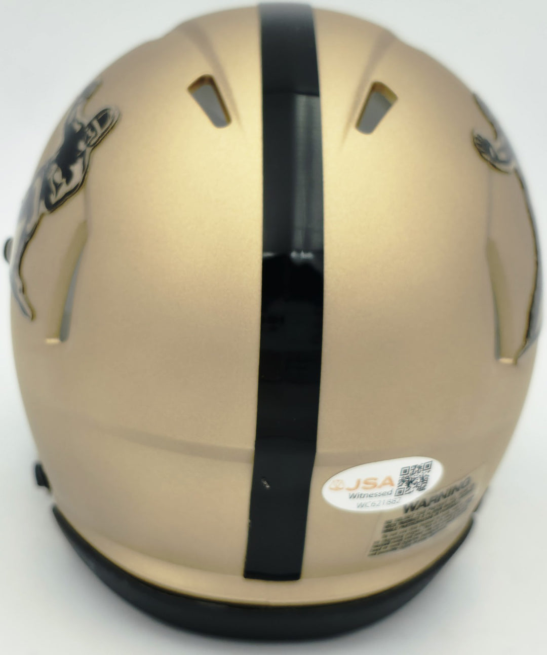 Ricky Williams Signed Texas Longhorns Gold Heisman Logo Speed Mini Helmet JSA