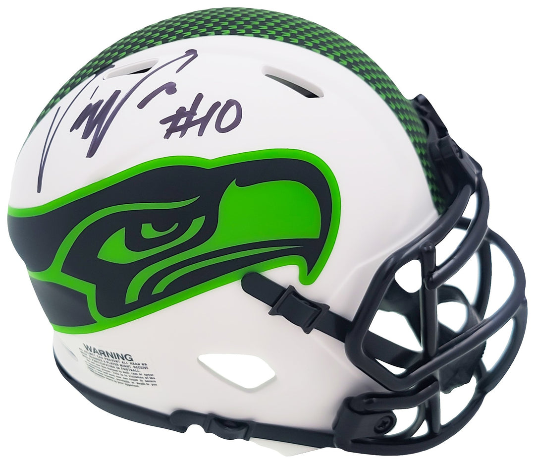 Uchenna Nwosu Signed Seahawks Lunar Eclipse White Speed Mini Helmet MCS Holo