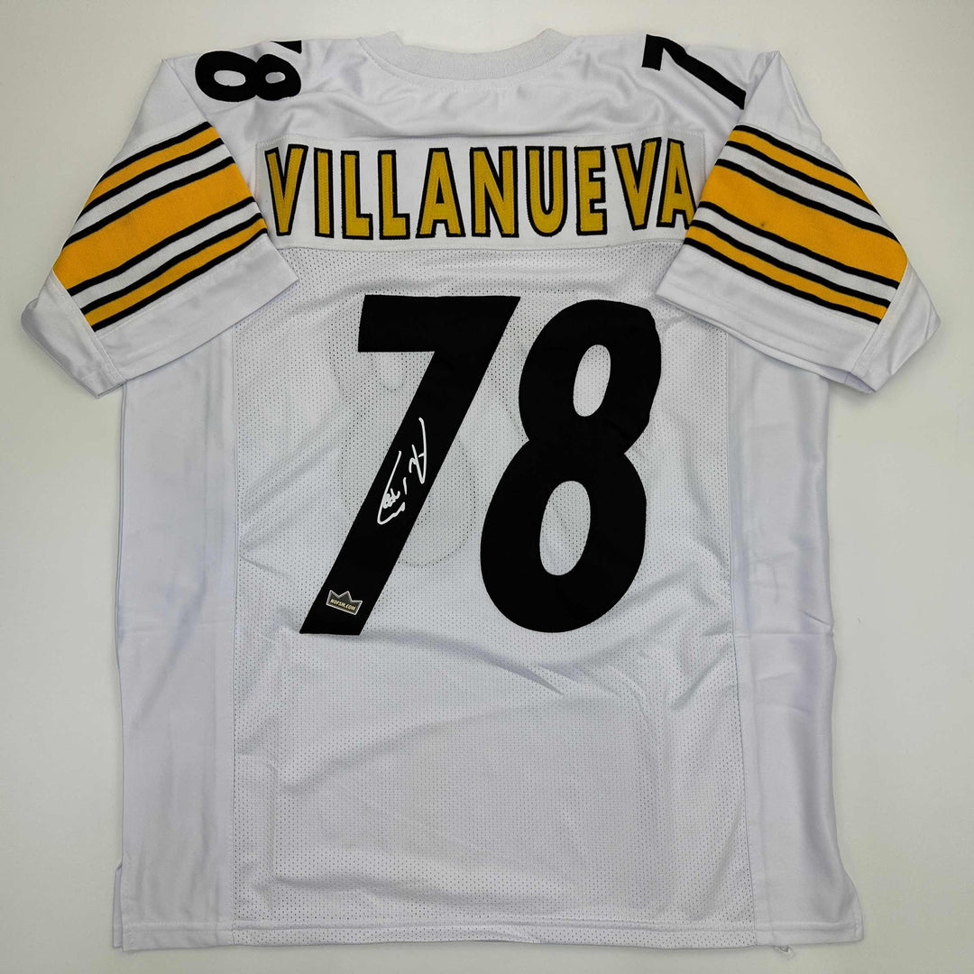 Facsimile Autographed Alejandro Villanueva Pittsburgh White Reprint Jersey XL