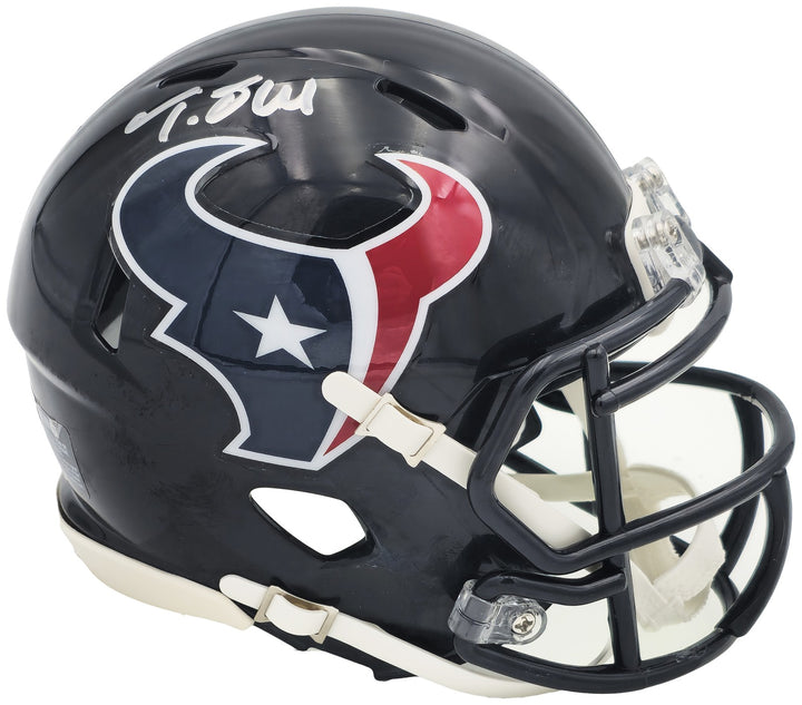 Tank Dell Autographed Signed Houston Texans Blue Speed Mini Helmet Beckett