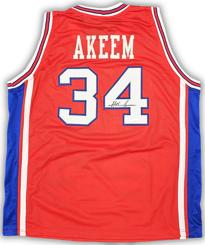 Houston Cougars Hakeem Olajuwon Autographed Signed Red Jersey JSA