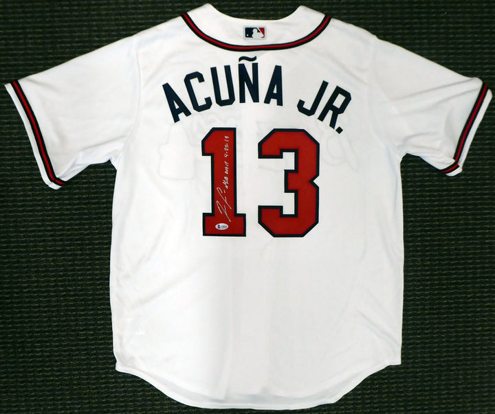 Atlanta Braves Ronald Acuna Jr. Signed Majestic Cool Base White Jersey Size L