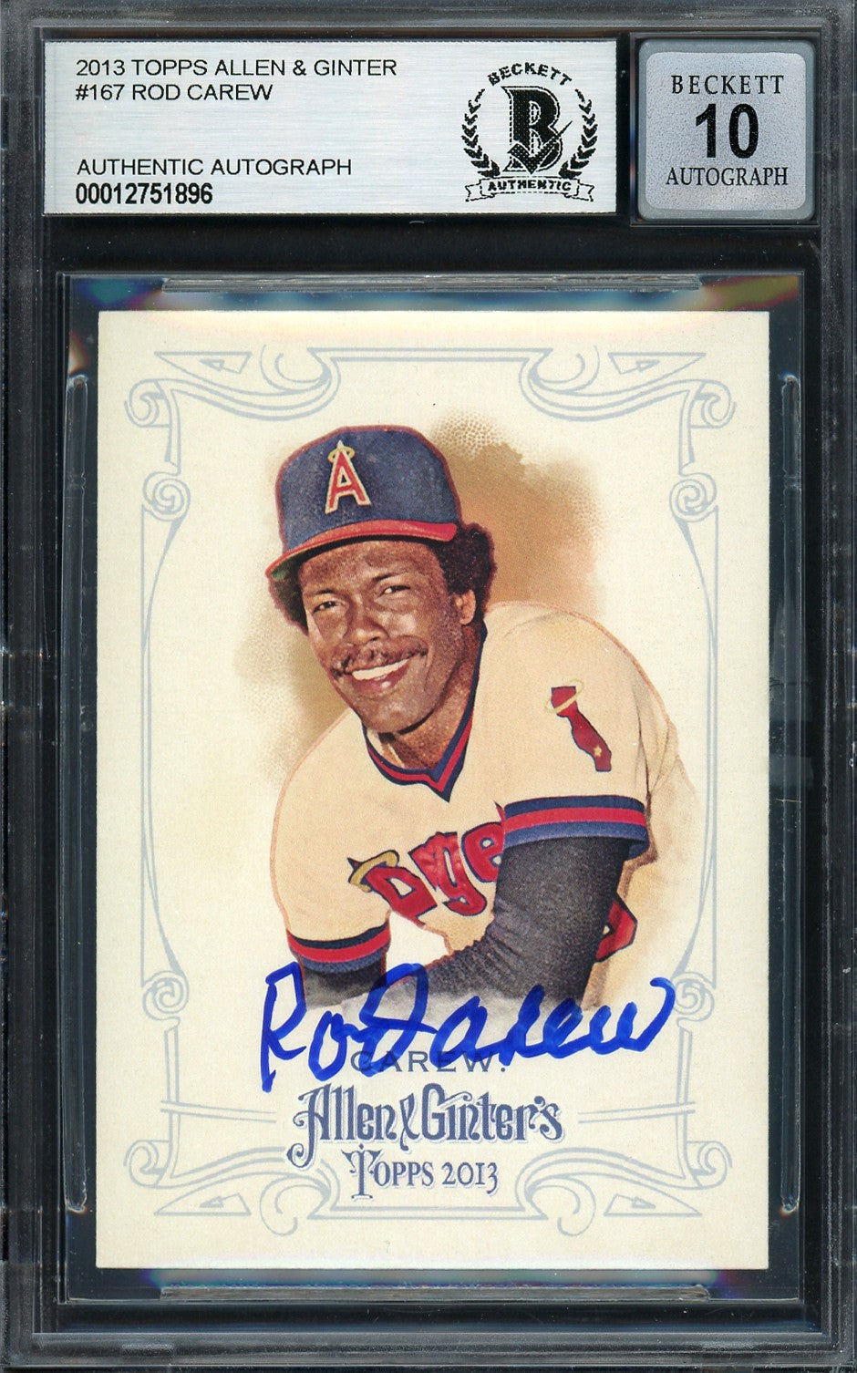 Rod Carew Auto 2013 Topps Allen Ginter Card 167 Angels Sig 10 Beckett