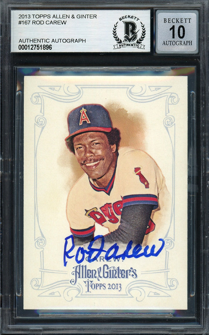 Rod Carew Auto 2013 Topps Allen Ginter Card 167 Angels Sig 10 Beckett