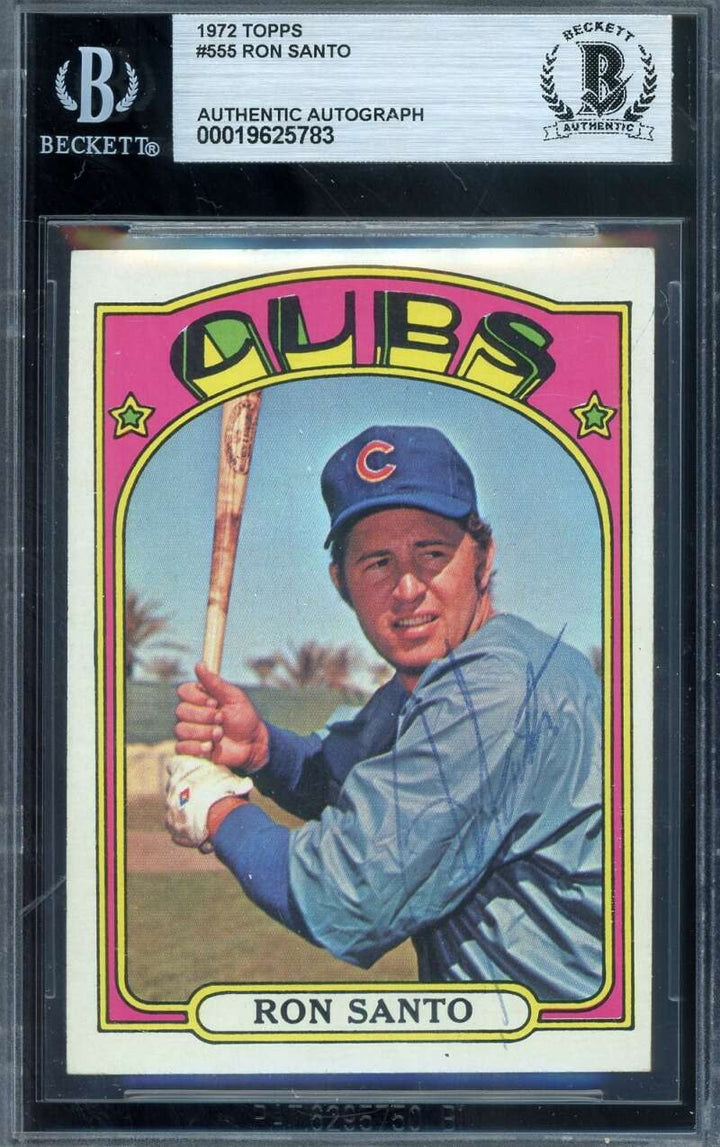 Ron Santo Beckett BAS Vintage Signed 1972 Topps Autograph