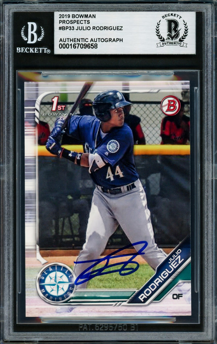 Julio Rodriguez Signed 2019 1st Bowman Prospects RC BP33 Mariners Beckett