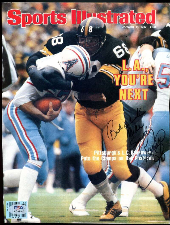 L.C. Greenwood PSA DNA Signed 8x11 SI Cover Photo Steelers Autograph