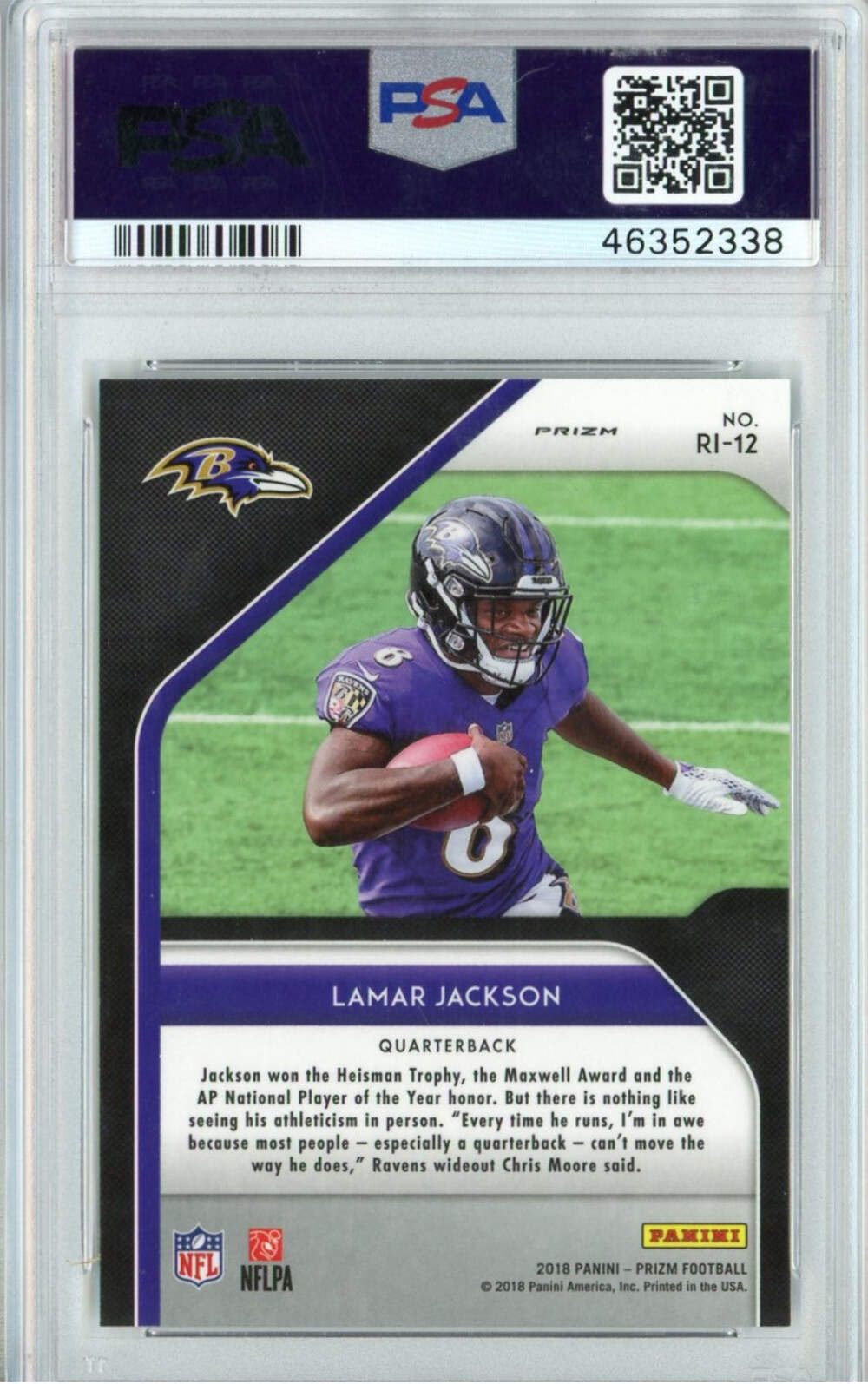 Graded 2018 Prizm Lamar Jackson #RI-12 Rookie Introduction Football Card PSA 10