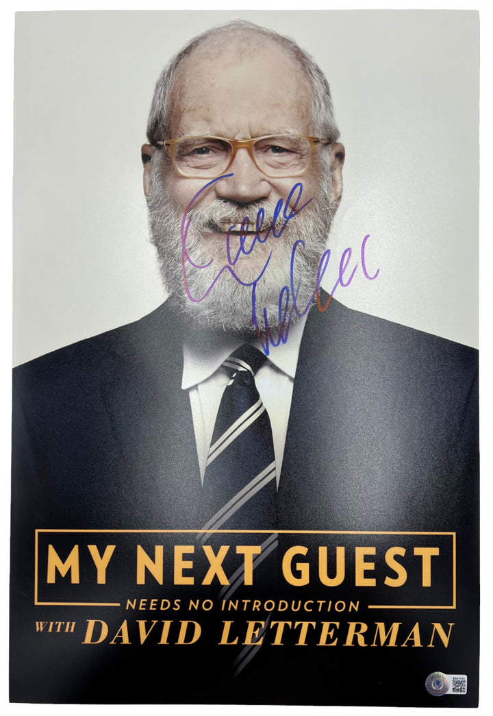 DAVID LETTERMAN SIGNED 12X18 PHOTO MY NEXT GUEST LATE NIGHT SHOW BECKETT BAS