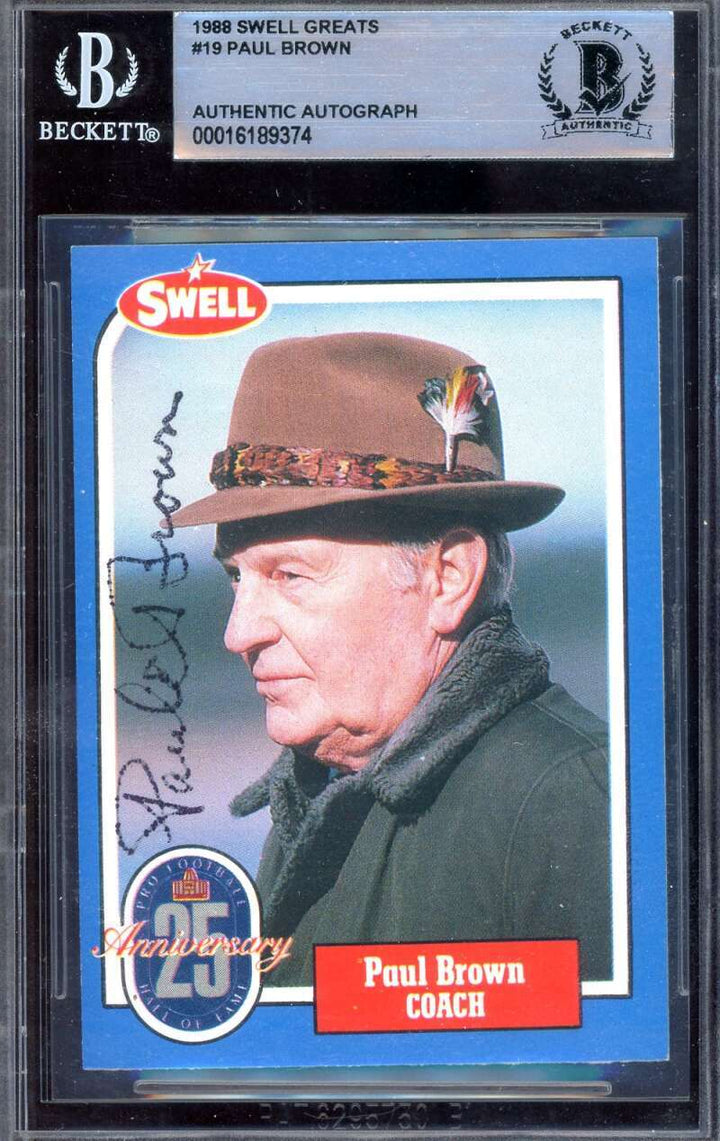 Paul Brown Beckett BAS Signed 1988 Swell Greats Autograph