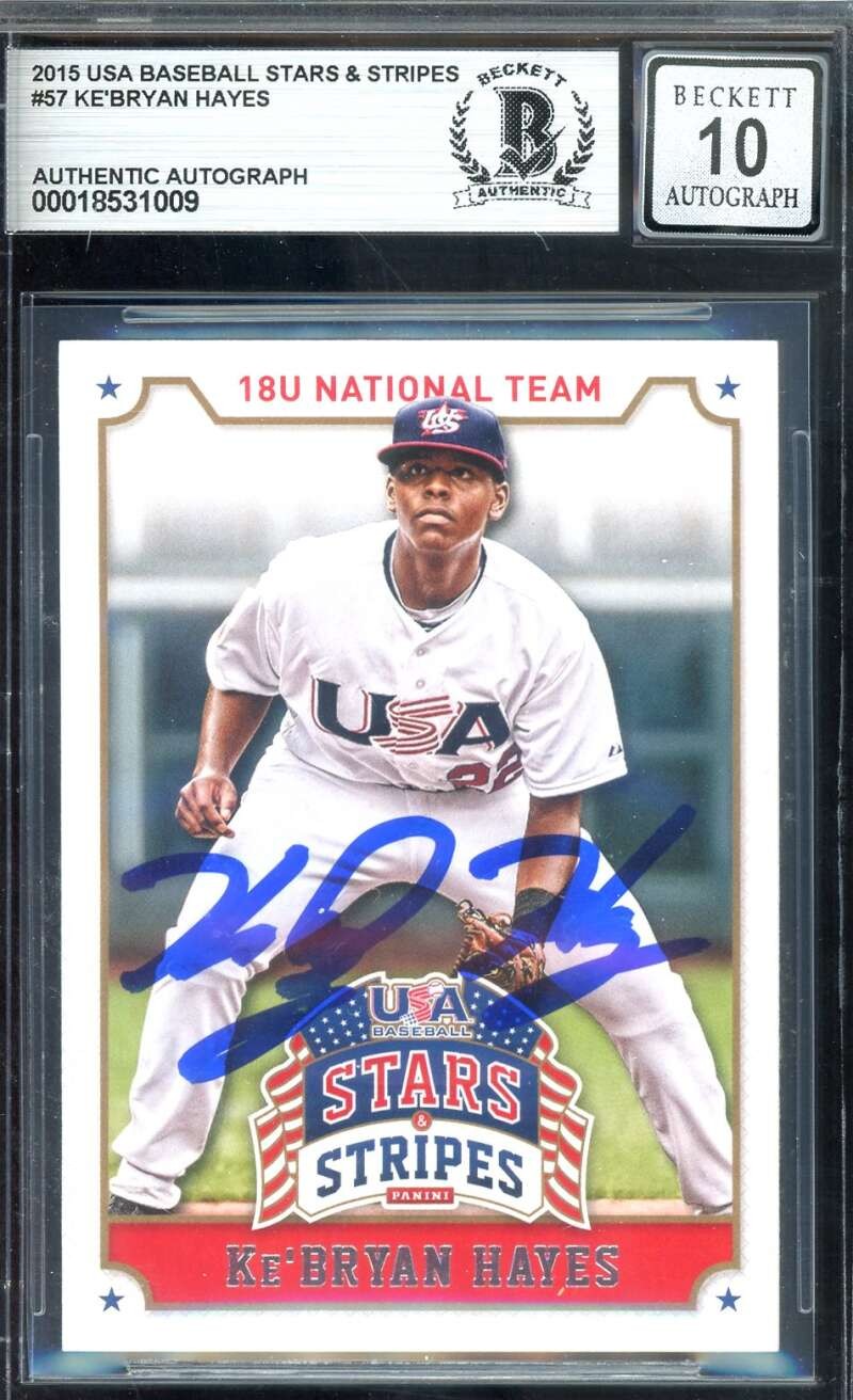 Ke'Bryan Hayes Gem Mint 10 Beckett BAS Signed 2015 Panini Team USA Rookie Autogr