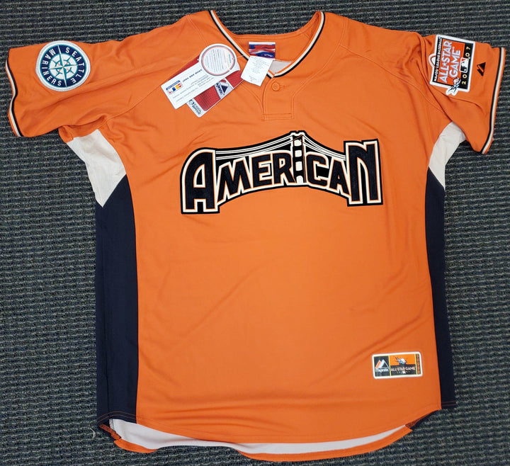 Mariners Ichiro Suzuki Auto Orange Majestic 2007 All-Star Game Jersey 07 ASG MVP