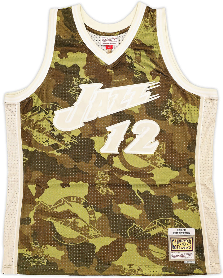 Jazz John Stockton Auto Green Auth Mitchell Ness 98 Swingman Ghost Jersey XL BAS