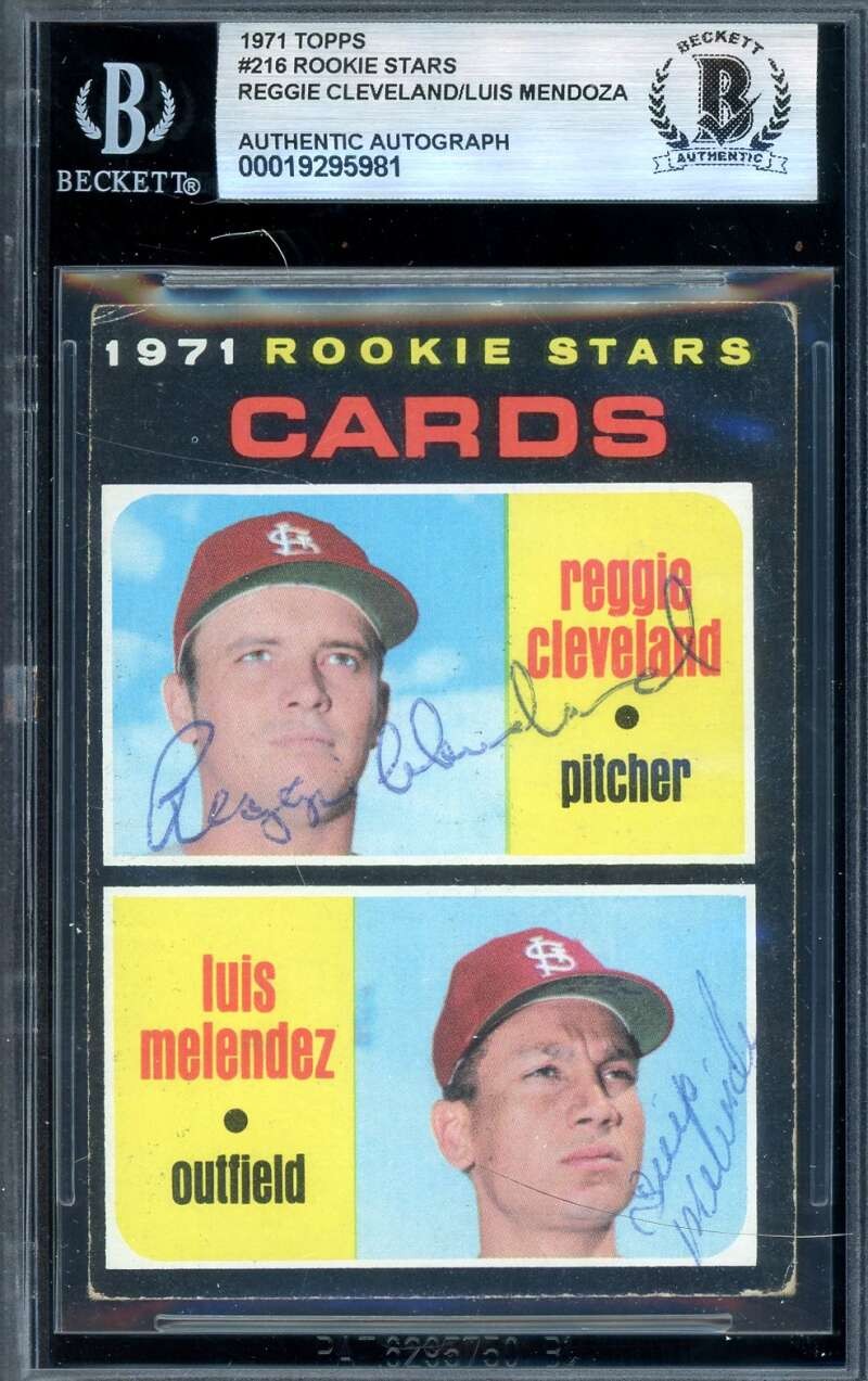 Reggie Cleveland Luis Mendoza Beckett BAS Vintage Signed 1971 Topps Rookie Stars