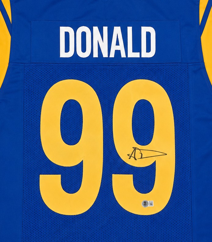 Los Angeles Rams Aaron Donald Signed Blue Jersey Beckett BAS Witness