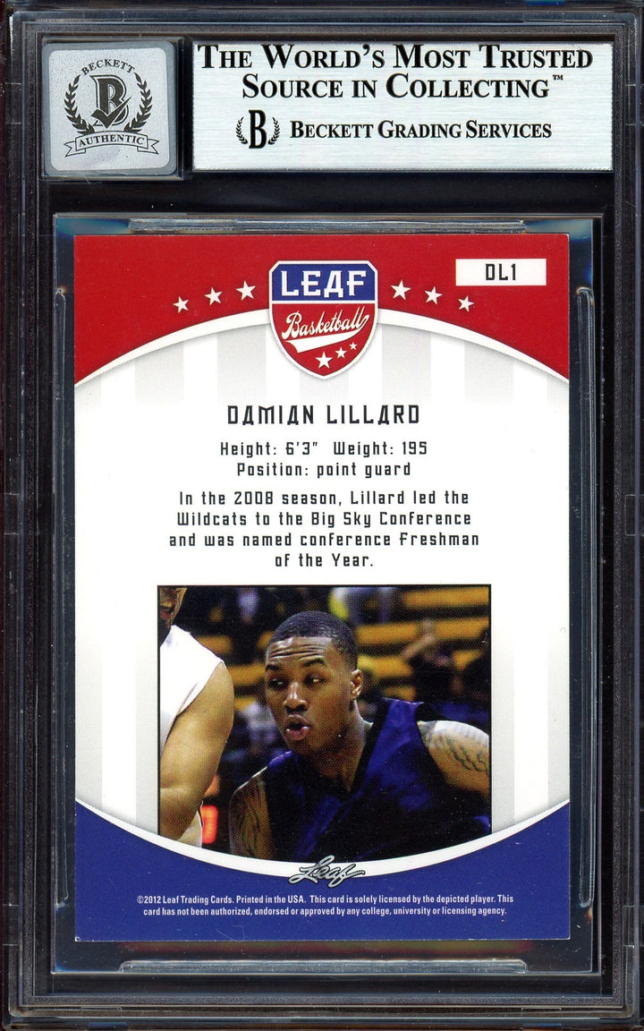 Damian Lillard Auto Signed 2012-13 Leaf RC DL1 Trail Blazers Auto GM 10 Beckett
