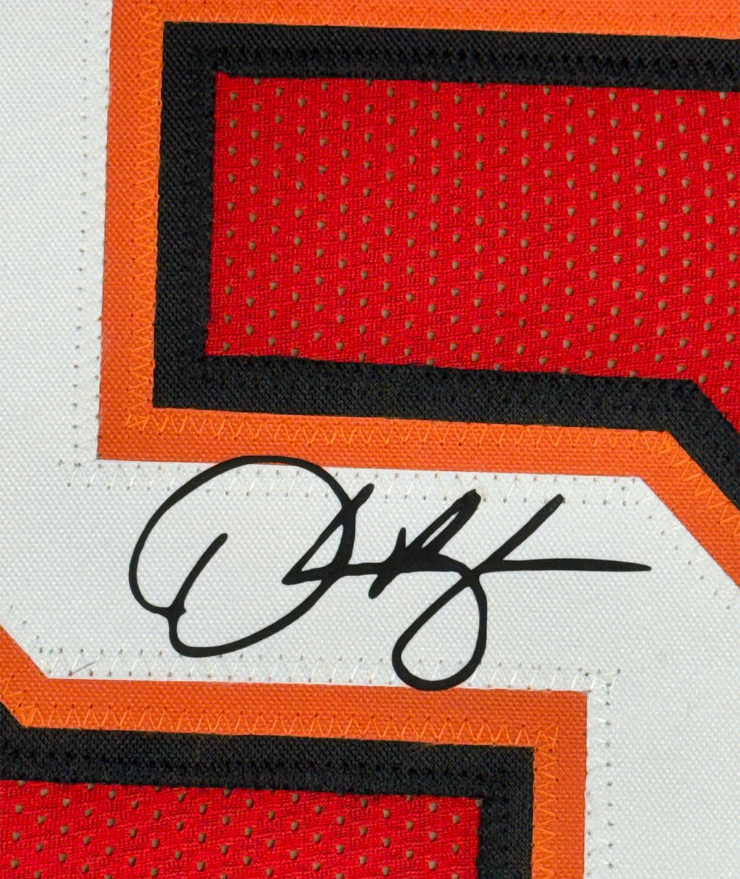 Framed Facsimile Autographed Derrick Brooks 35x39 Tampa Bay Red Reprint Jersey