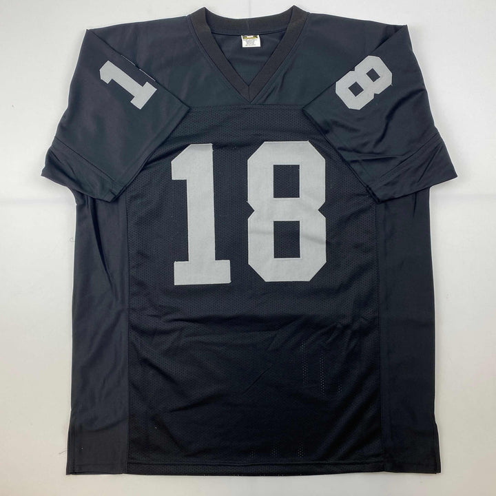 Facsimile Autographed Randy Moss Oakland Las Vegas Black Reprint Jersey Men's XL