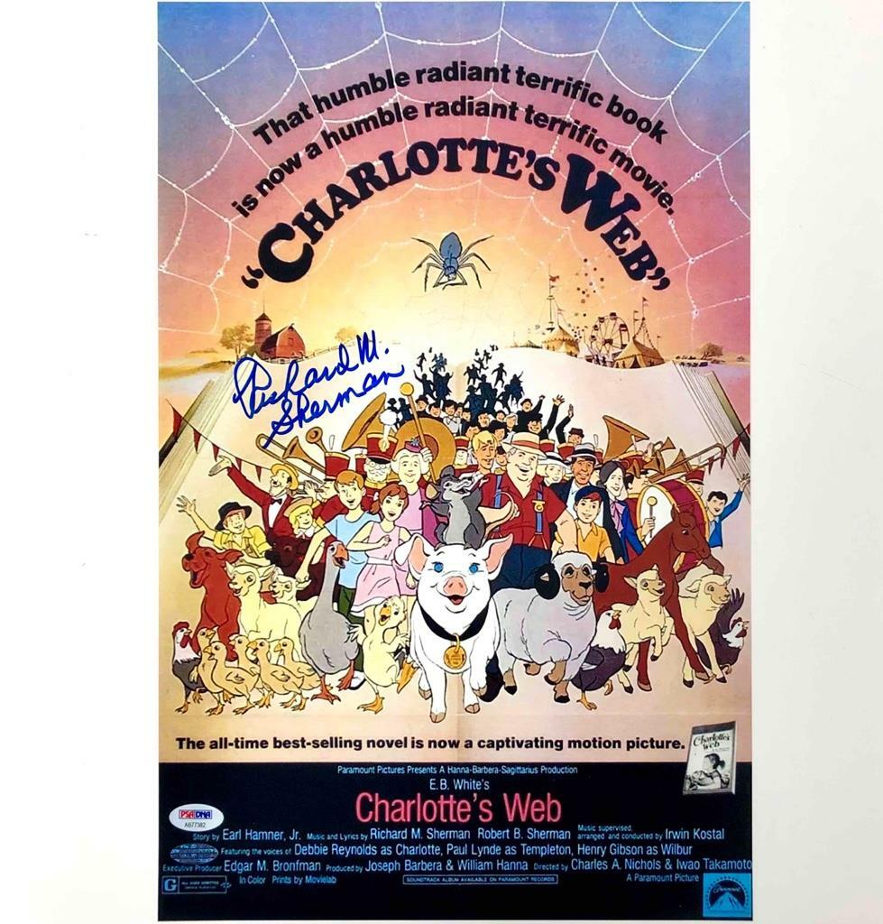 composer Richard Sherman signed Charlotte's Web 11x17 movie poster photo PSA COA
