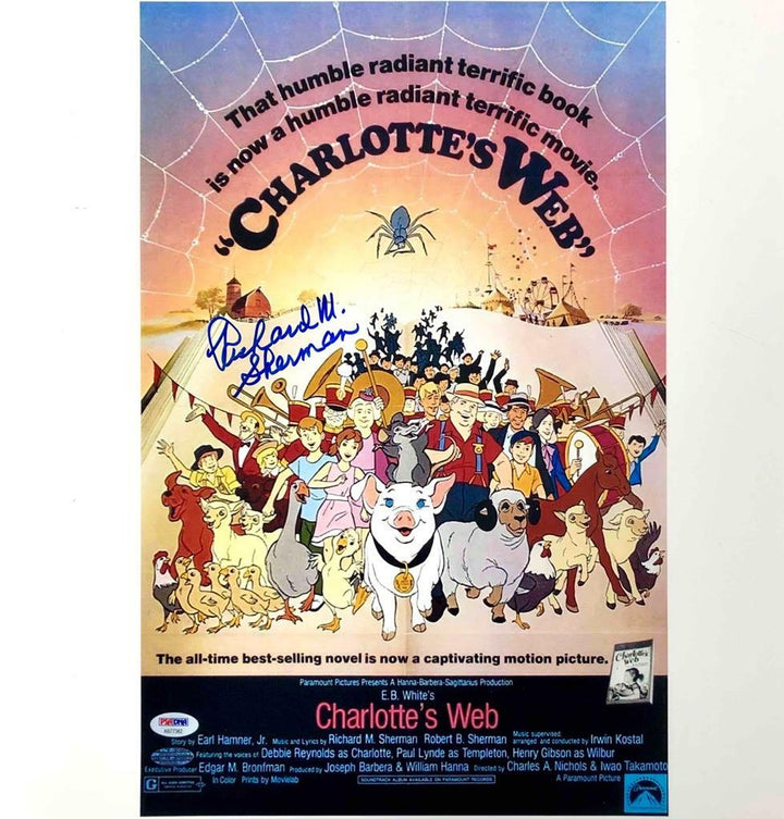 composer Richard Sherman signed Charlotte's Web 11x17 movie poster photo PSA COA