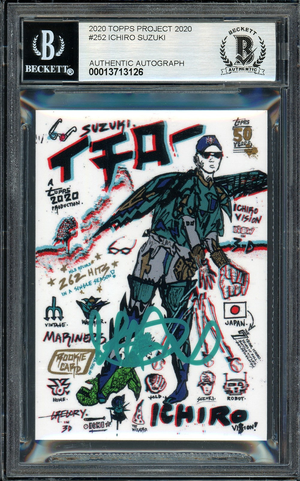 Ichiro Suzuki Auto Topps Project 2020 Gregory Siff Card 252 Auto 10 #/10 Beckett