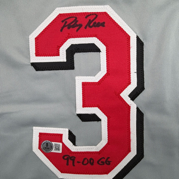 Autographed/Signed Pokey Reese Cincinnati Grey Jersey Beckett BAS COA