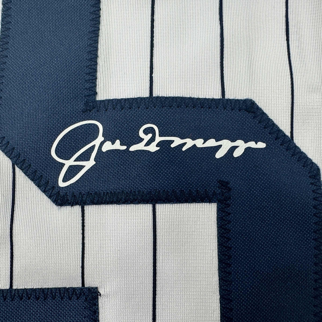 Facsimile Autographed Joe DiMaggio New York Pinstripe Reprint Auto Jersey XL