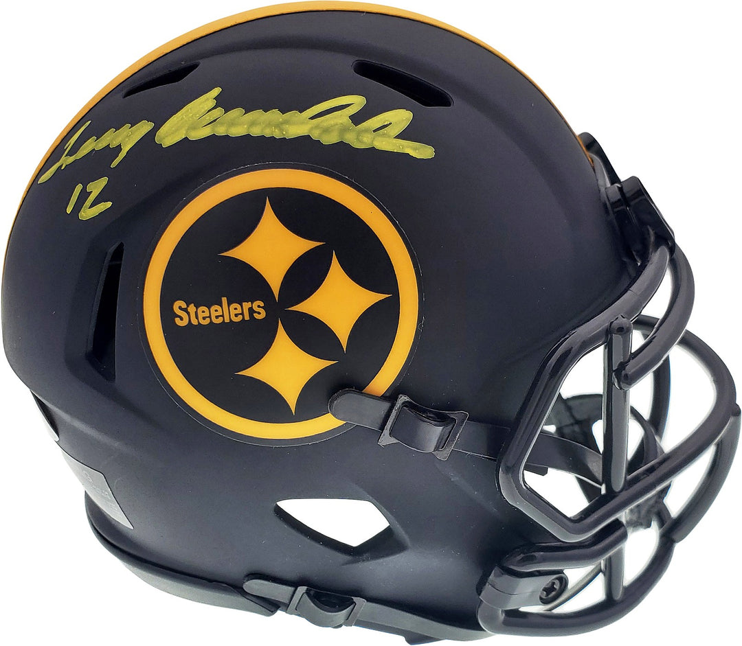 Terry Bradshaw Signed Eclipse Black Steelers Speed Mini Helmet Beckett