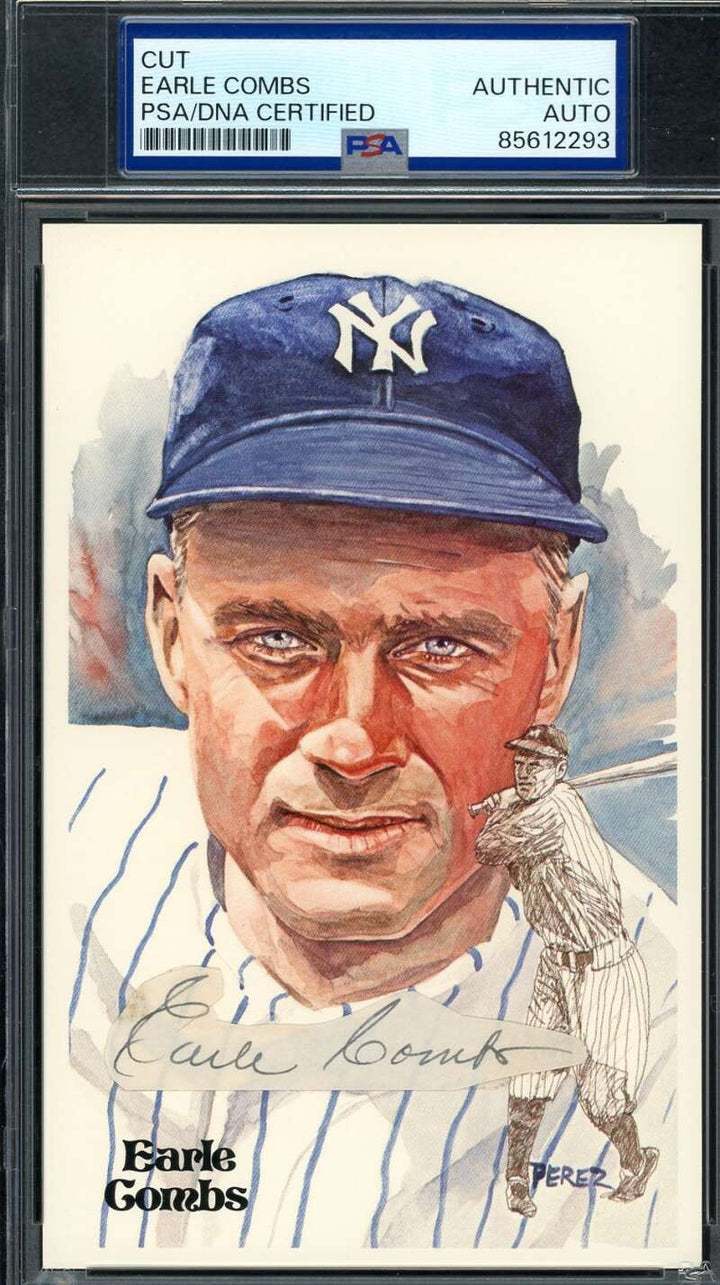 Earle Combs PSA DNA Coa Signed Perez Steele Postcard Cut Autographed