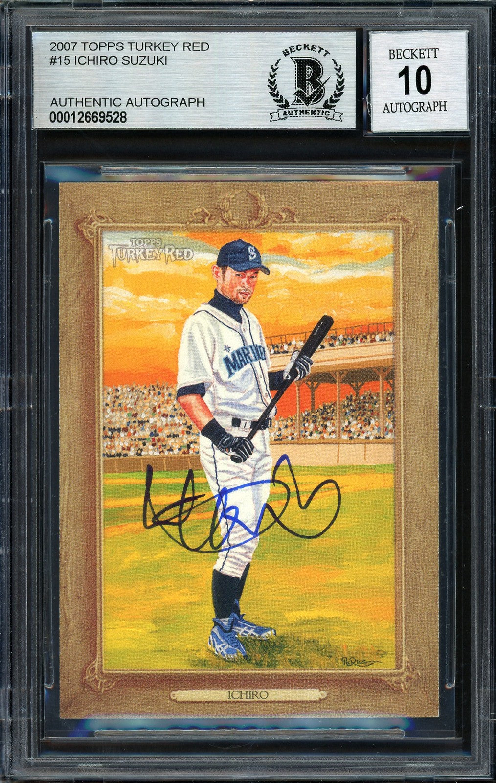 Ichiro Suzuki Signed 2007 Topps Turkey Red Card 15 Mariners Auto 10 Beckett