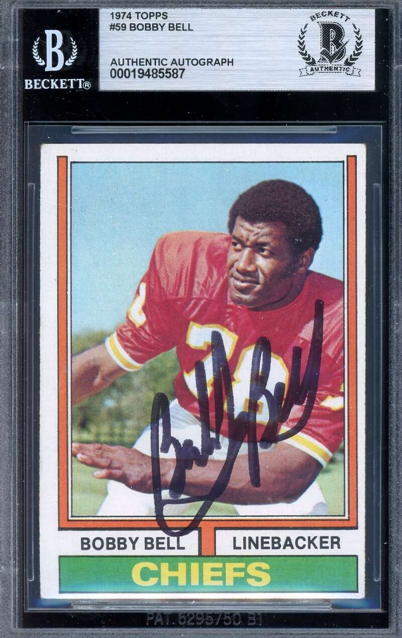 Bobby Bell Beckett BAS Signed 1974 Topps Autograph Chiefs