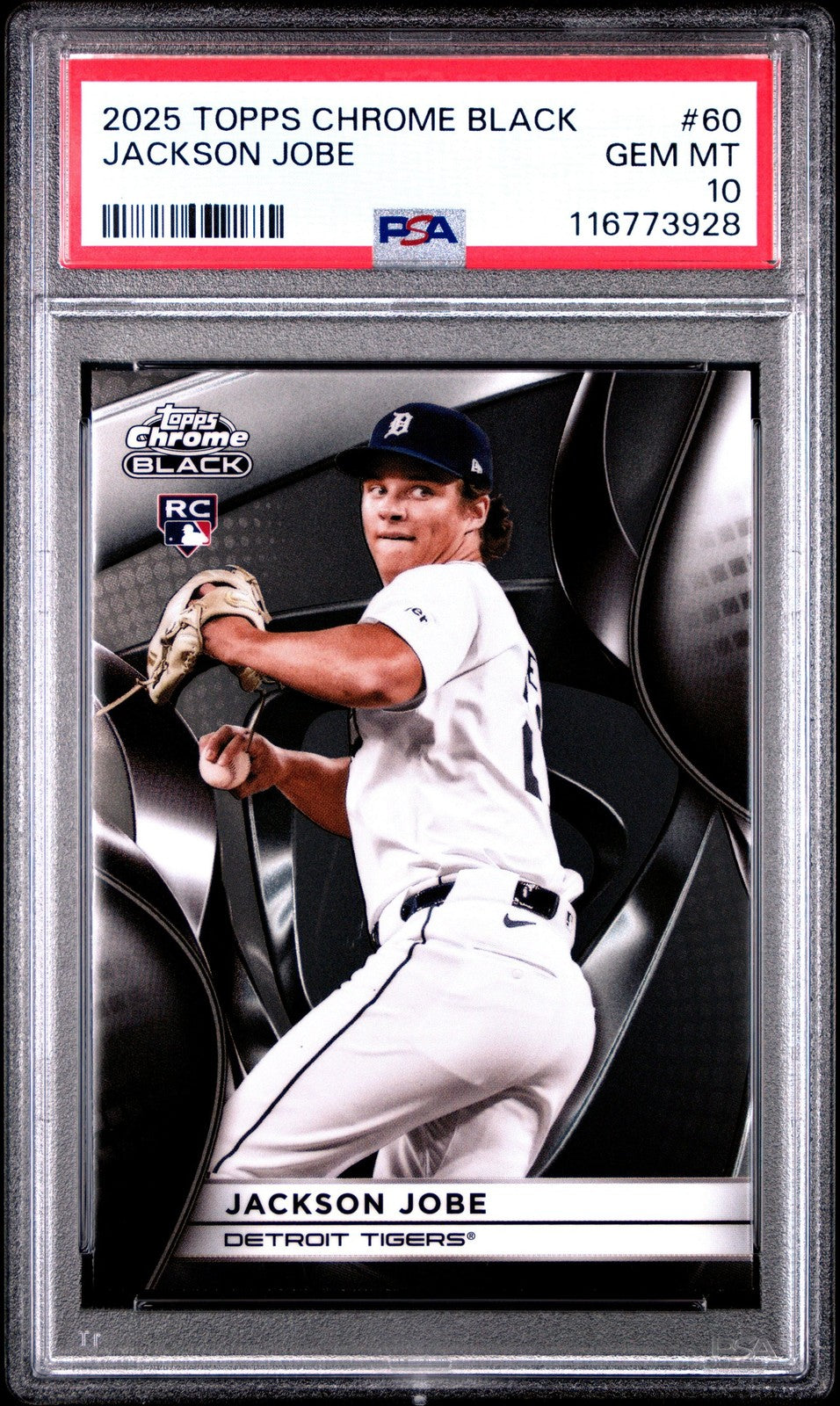 Graded 2025 Topps Chrome Black Jackson Jobe #60 Rookie RC Card PSA 10
