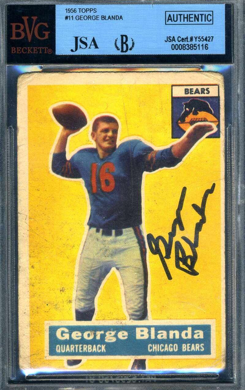 George Blanda Beckett Signed 1956 Topps Autograph