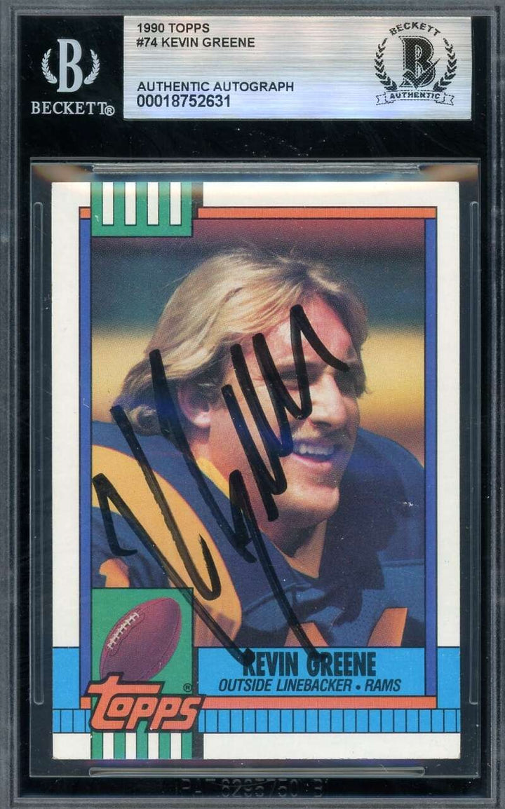 Kevin Greene Beckett BAS Signed 1990 Topps Autograph Rams
