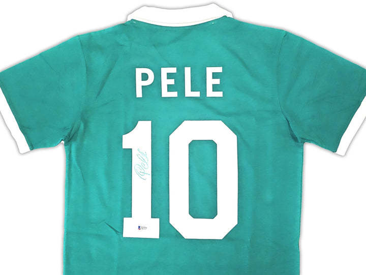 New York Cosmos Pele Autographed Signed Green Jersey Beckett BAS