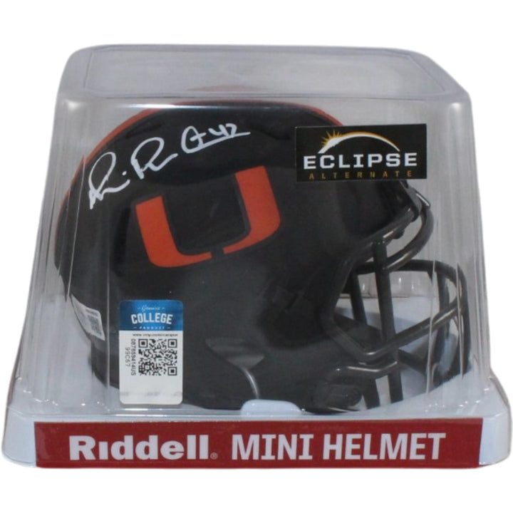 Michael Irvin Autographed Miami Hurricanes Eclipse Mini Helmet Beckett 56382