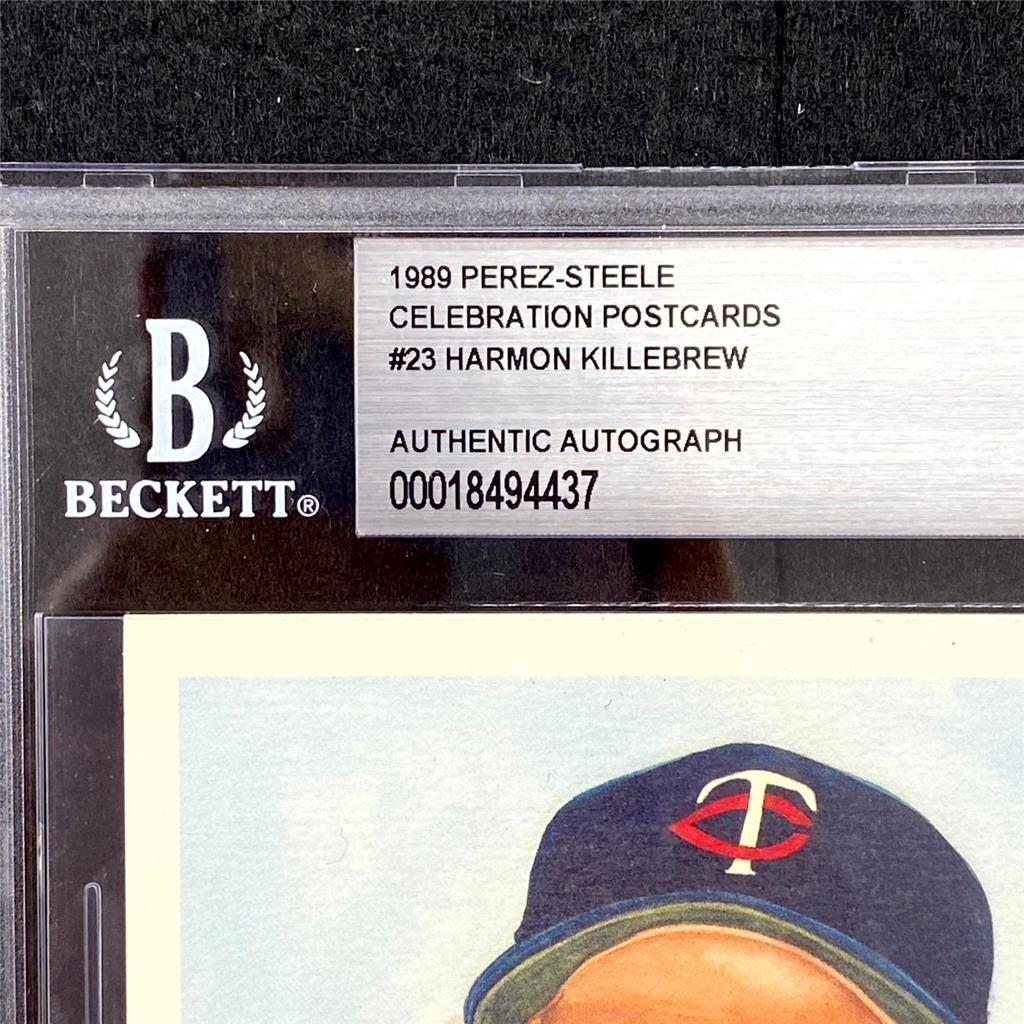 Harmon Killebrew signed 1989 Perez-Steele Postcard #23 auto ~ Beckett BAS